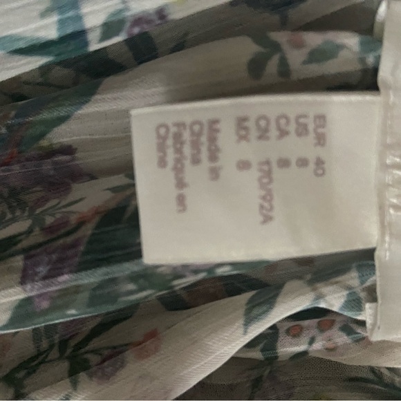 H&M Women’s Cream Birds And Floral Long Sleeve Sheer Peasant Blouse Size 8 - Picture 6 of 7